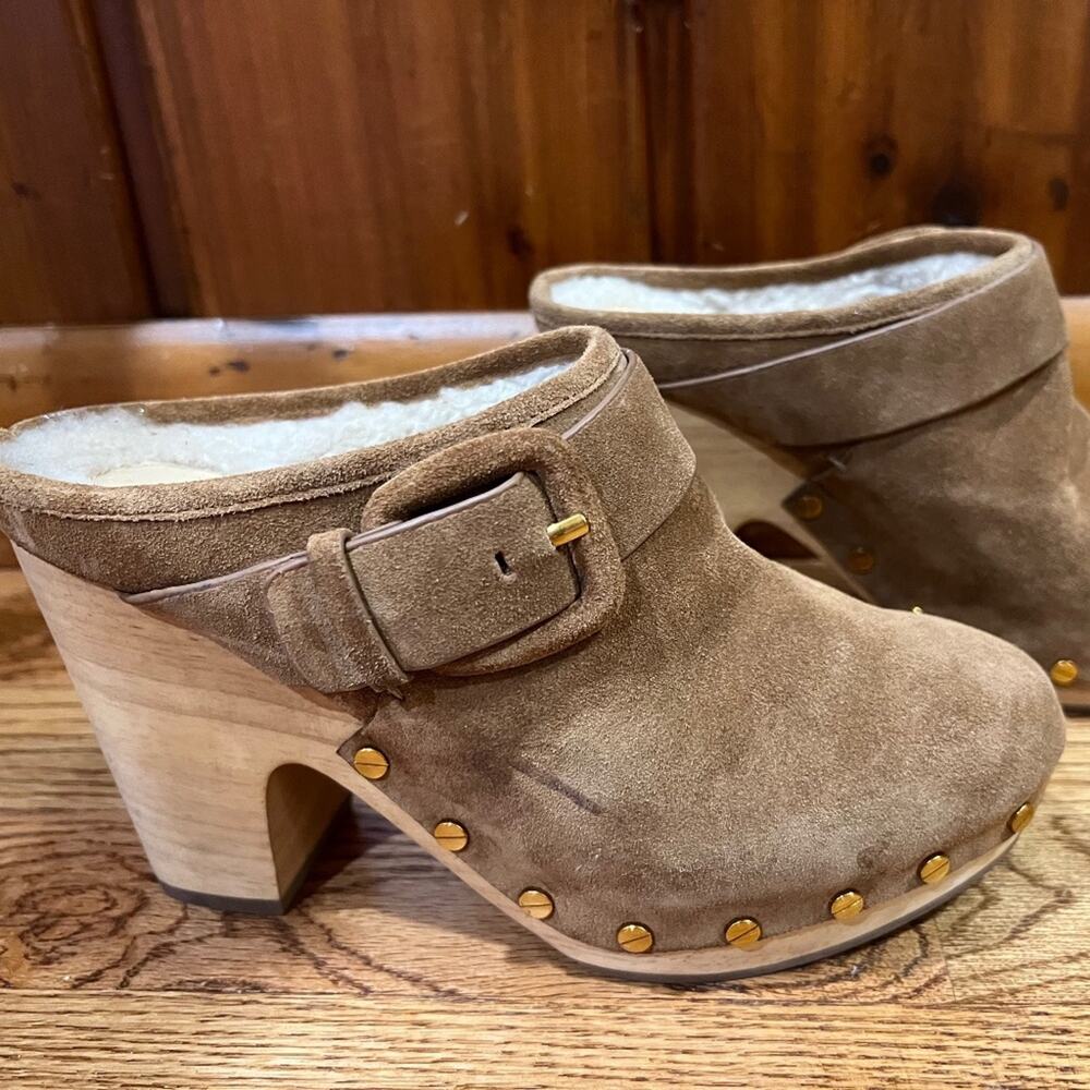 Veronica Beard Dacey Sherpa lined Suede Clog sz 5.5
